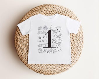 Outer Space 1st First Birthday Shirt | Astronaut Birthday Tee | First Trip Around the Sun | Space Birthday Party Outfit | Cake Smash