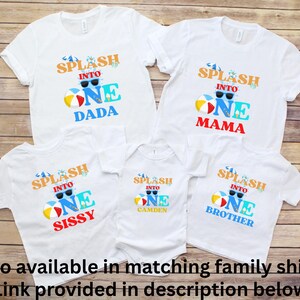Personalized Splash Into One First Birthday Shirt: Summer Pool Themed 1st Birthday Party Outfit for Boys image 3