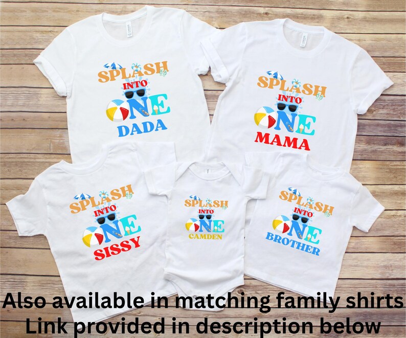 Personalized Splash Into One First Birthday Shirt: Summer Pool Themed 1st Birthday Party Outfit for Boys image 3