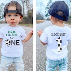 Personalized First Birthday Soccer Shirt | Soccer 1st Birthday Party Outfit | Baby Toddler Birthday T-Shirt | Sports Themed Tee Gift