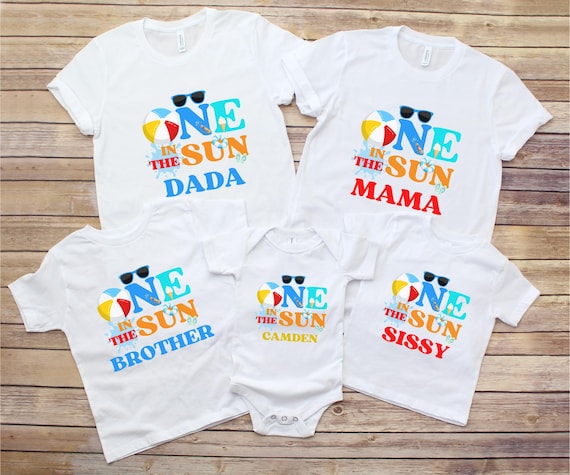One In The Sun Pool Party Theme Matching Family Birthday Shirts | 1st Birthday Outfit for Baby Girl or Boy | Summer Swimming Pool Birthday