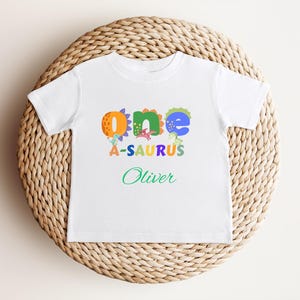 Dinosaur First Birthday Shirt | 1st Birthday Outfit | Personalized Birthday Tee | Custom Birthday Kids Gift | One A Saurus Shirt