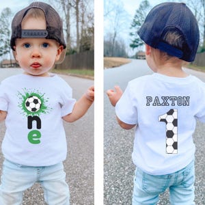 Personalized First Birthday Soccer Shirt | Soccer 1st Birthday Party Outfit | Baby Toddler Birthday T-Shirt | Sports Themed Tee Gift