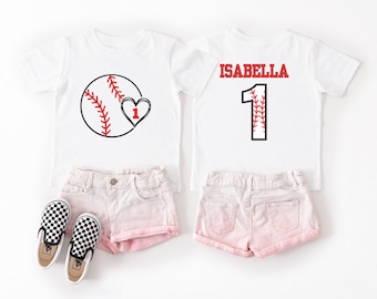 Camiseta personalizada de béisbol para el primer cumpleaños / Camiseta de béisbol para el primer cumpleaños / Conjunto de béisbol con nombre personalizado / Fiesta de cumpleaños deportiva