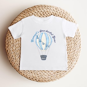 Personalized Blue Hot Air Balloon One-derful Birthday Shirt | First Birthday Outfit | Onederful 1st Birthday Party Outfit |Cake Smash