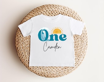 Personalized Surf First Birthday Shirt | The Big One Shirt | 1st Birthday Tee | Catch A Wave Birthday Outfit | Toddler Boy Surfer