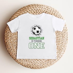 Personalized First Birthday Soccer Shirt | Soccer 1st Birthday Party Outfit | Baby Toddler Birthday T-Shirt | Sports Themed Tee Gift