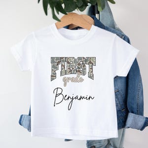 Retro Back to School Boys Shirt | Kindergarten First Second Third Fourth Grade Kids Shirt | First Day of School Camouflage Shirt | Camo Tee