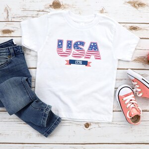 USA Flag Baby Toddler Girl Boy Tee | American Shirt | Fourth of July Shirt | 4th of July Tee | Patriotic Shirt | America Est 1776 Shirt