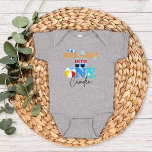 Personalized Splash Into One First Birthday Shirt: Summer Pool Themed 1st Birthday Party Outfit for Boys image 7