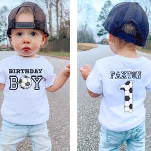 Personalized First Birthday Boy Soccer Shirt | Soccer 1st Birthday Party Outfit | Baby Toddler Birthday T-Shirt | Sports Themed Gift