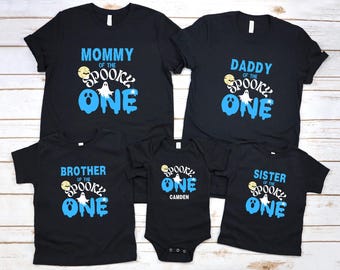 Spooky One Halloween First Birthday Family Matching Shirts: | Ghost Themed 1st Boo-Day Boy Tee