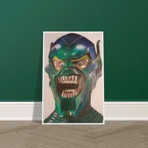 Zielony Goblin Portret Sztuka Wydruk z Trylogii Spider-Man Raimiego | Sztuka Koktajlowa Dekoracja Baru | Prezent Wydruk Sztuki | Modna Sztuka Ścienna Do Domu