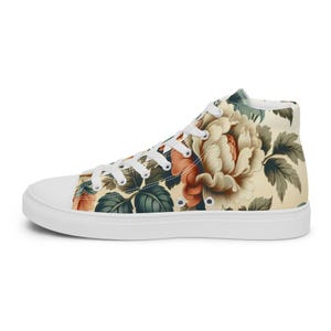 Vintage Pink Rose Flower Print Women's Sneakers
