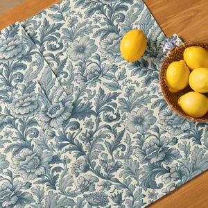 Blue Ink Spring Floral Bloom 4-Piece Placemat Set Gift for Her