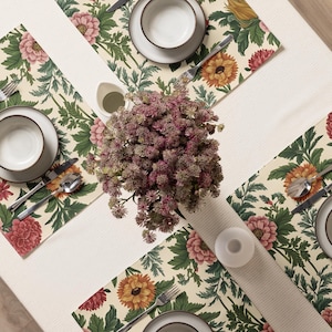 Colorful Watercolor Spring Floral Bloom 4-Piece Placemat Set