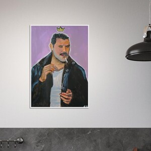 Ikona muzyki Freddie Mercury wydruk artystyczny | Sztuka zespołu muzycznego Queen | Dekoracja baru koktajlowego | Prezent w postaci wydruku artystycznego | Modna sztuka ścienna do domu