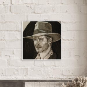 Indiana Jones houtskoolfilm Art Print | Harrison Ford vintage filmkunst | Decoratie barwagen | Cadeau kunstafdruk | Trendy muurkunst voor in huis