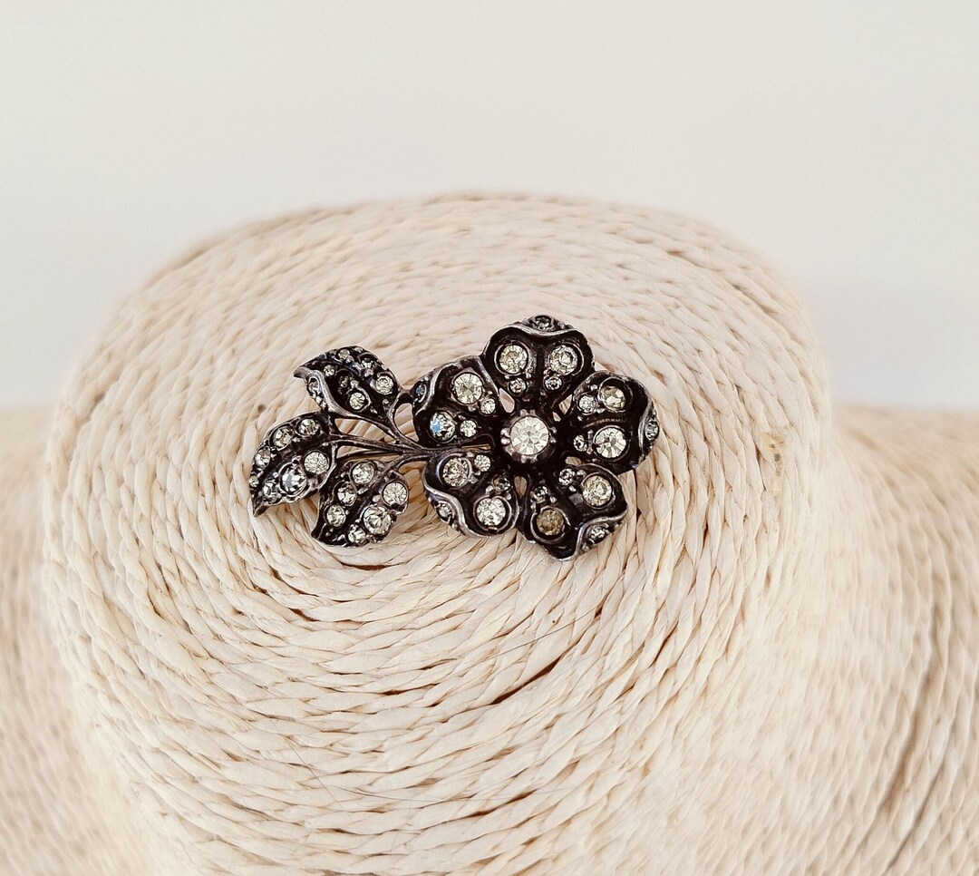 Antique Brooch, 19th Century Diamond and Silver Paste // Antique Flower ...