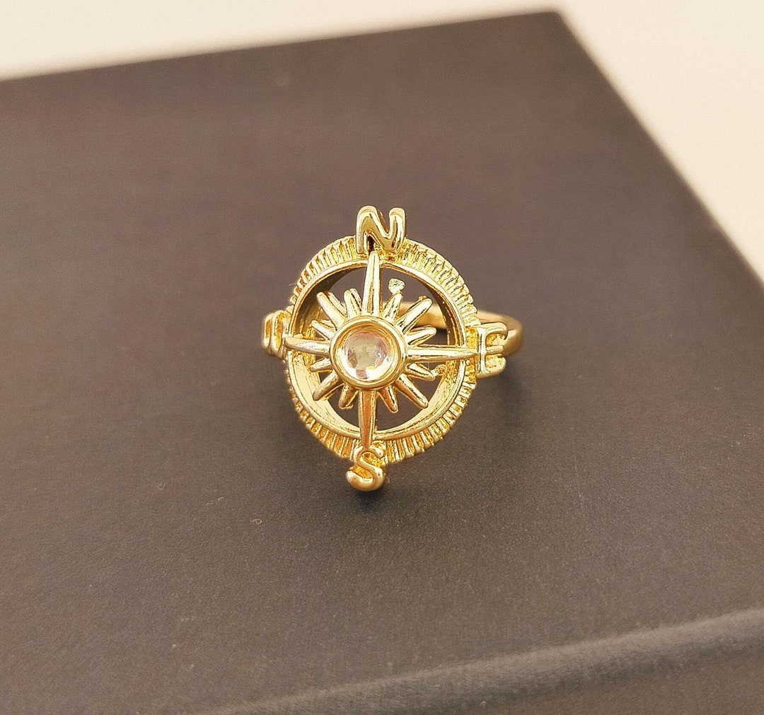 Cardinal Points Ring, Golden Pirates Ring // 14k Gold Plated Ship ...