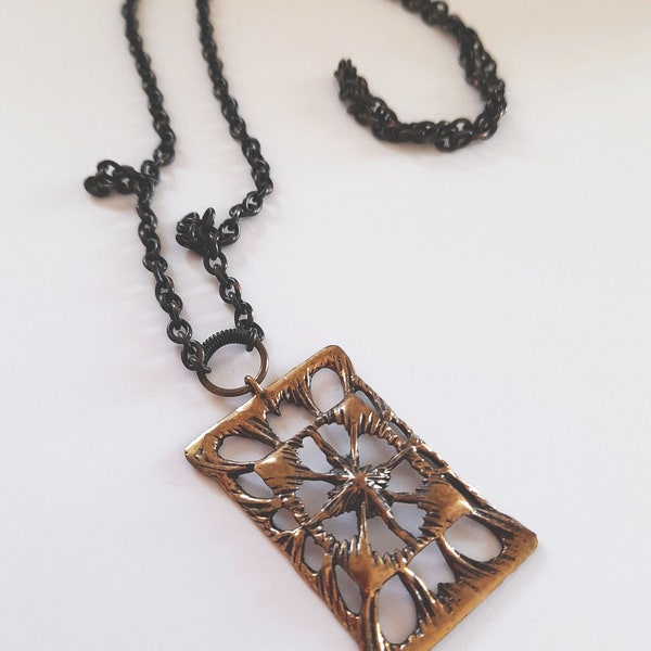 Attributable Pentti Sarpaneva Finland // Finnish bronze necklace Mid Century // Modernist bronze pendant with chain