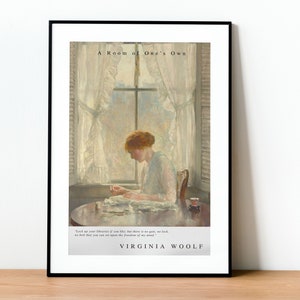 Virginia Woolf wall art, Book cover art, Room of one's own Print, Book cover poster, Book Quote wall art, Virginia Woolf quote, bookish gift