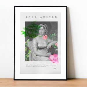 Jane Austen vintage wall art, Jane Austen gift, Jane Austen quote poster, Jane Austen decor, bookish wall art, feminist quote print
