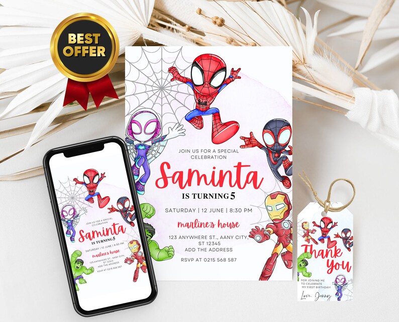 Spidey and His Amazing Friends Birthday Invitation With FREE Spidey Spidey and His Amazing Friends Birthday Invitation With FREE Spidey
