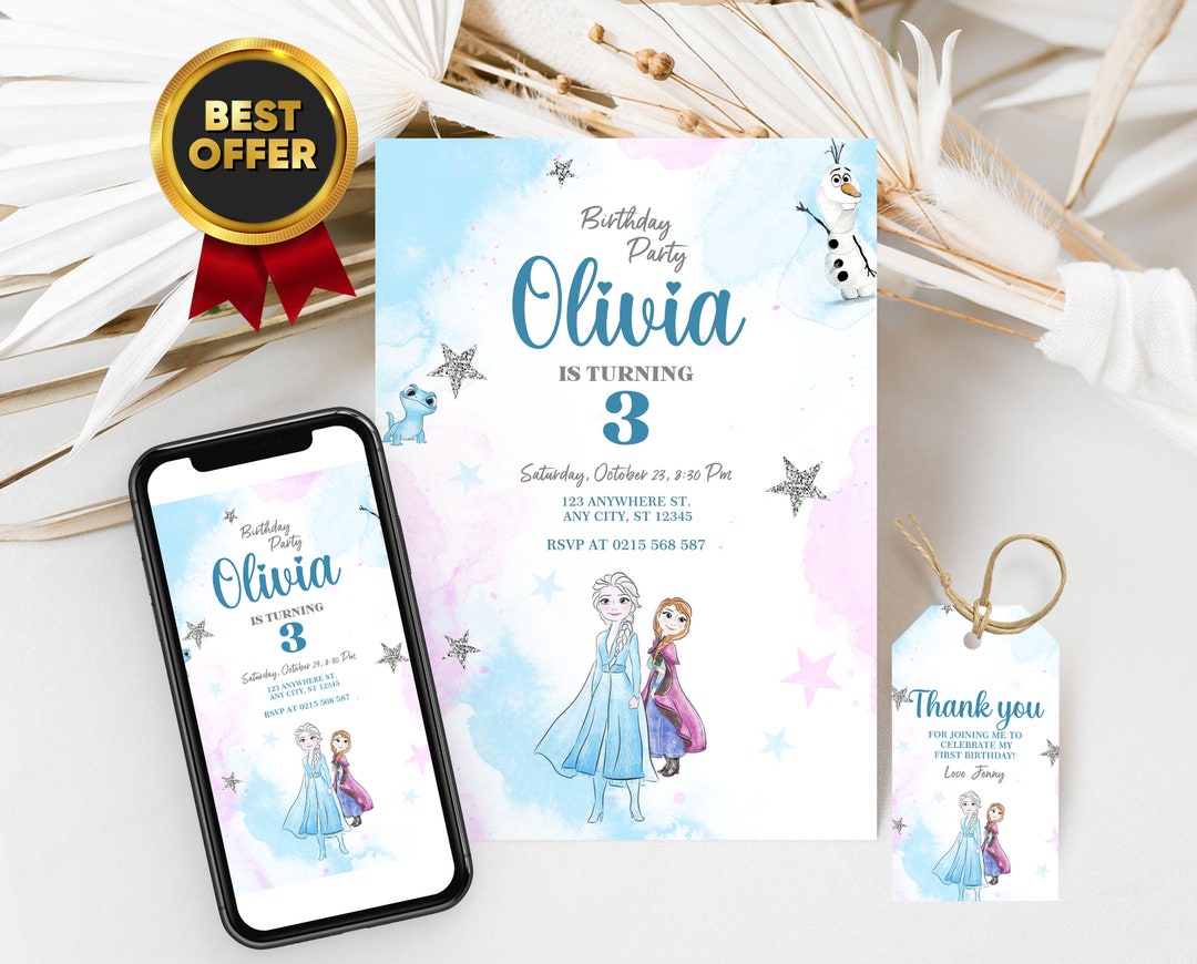 Frozen Birthday Invitation Instant Download Christmas Party Invitation Elsa Invitation Frozen 3rd Birthday Invite Digital Etsy