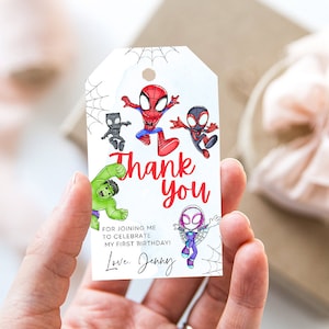 Spidey and his amazing friends birthday invitation with FREE Spidey Thank You Tags & Spidey Phone Invitation Customizable Canva Template image 3