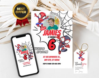 Spidey Friends Birthday Invitations - Spidey Invitation - Birthday Invitation - Spidey Friends Evite - Spidey Friends Invite  Spidey Party