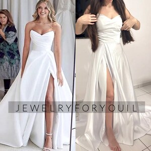Princess Simple Pleat V-neck Wedding Dress Floor Length Bride Dress Bridal Gowns Back Buttons With Tail Custom Made