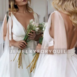 Simple Tulle Backless Beach Wedding Dresses V-Neck Pleats A-Line Plus Size Wedding Gowns Princess Bride Dress Custom Made zdjęcie 5
