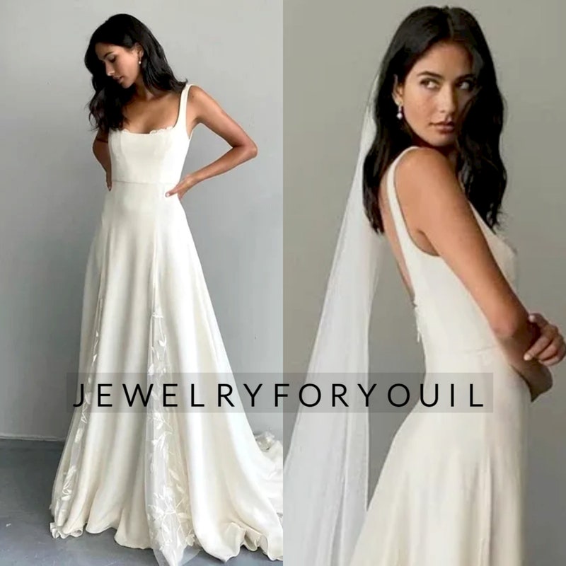 Square Neckline Wedding Dress - Etsy
