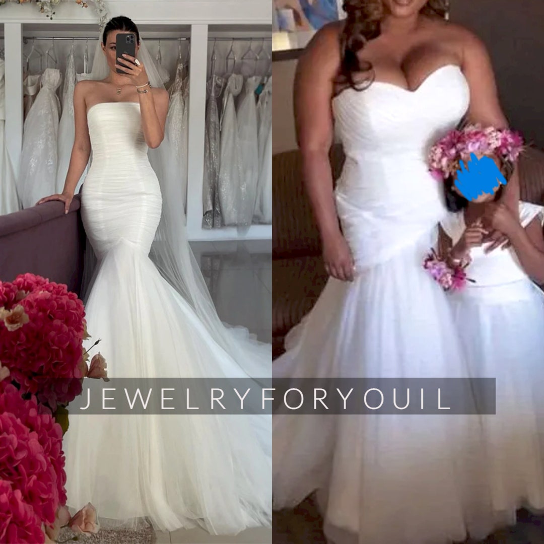 Boho Mermaid Off the Shoulder Tulle Wedding Dresses with Appliques VK24110702
