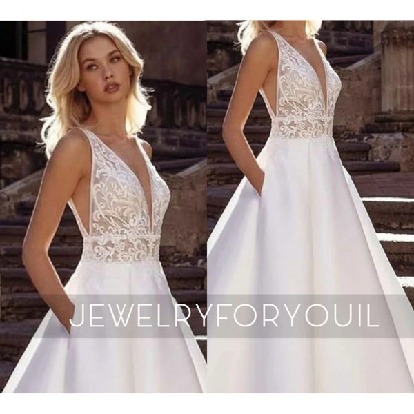 A Line Wedding Dress - Etsy