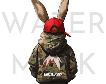 Boy Easter Bunny PNG: bunny Clipart, Bunny with Hat, Retro Easter Bunny Design, Easter Sublimation PNG Digital Download, Easter Gifts Men