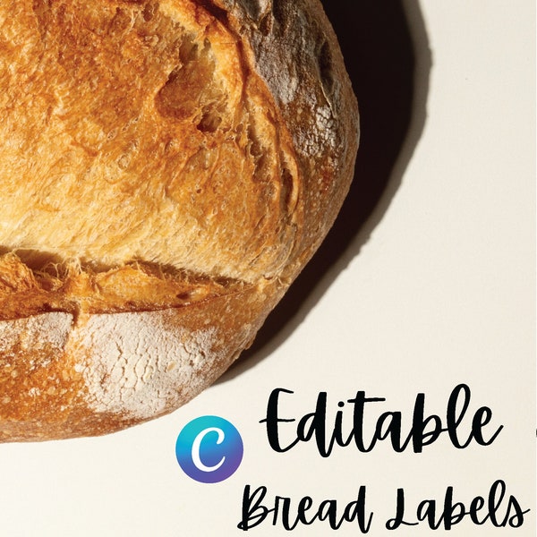 20 Customizable Bread Labels - Fresh Bread -  Sourdough -  Print at home labels - Bread Labels -