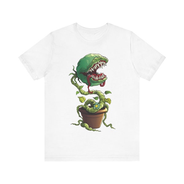 Carnivorous Plant Shirt, Green Flower Monster T-Shirt, Botanical Horror Tee, Sci-Fi Movie Inspired Apparel, Comfy Cotton Plant Lover Top