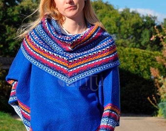 Alpaca Wool Turtleneck Poncho with Sleeves – Elegant Peruvian Poncho for Women, Perfect for Warmth and Style