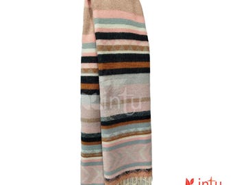 Reversible Alpaca Shawl, Oversized Wool Scarf, Elegant Winter Wrap