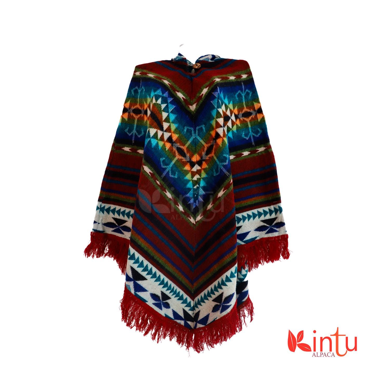 ネイティブアルパカポンチョ。ユニセックスフード付きポンチョ。ユニ