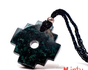 Dark Chakana Inca Cross Neacklace, Chacana Neackle. Peruvian Chakana. Andean Spiritual Jewerly. Andean Choker. Christmas gift