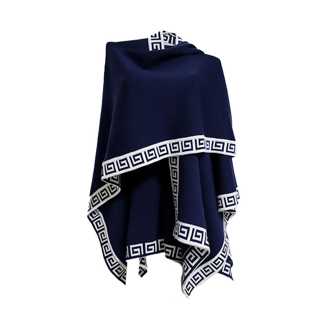 Blue Peruvian Alpaca Poncho for Women or Men / Peruvian Shawl / Alpaca wool blanket / Cozy and warm wrap for the fall