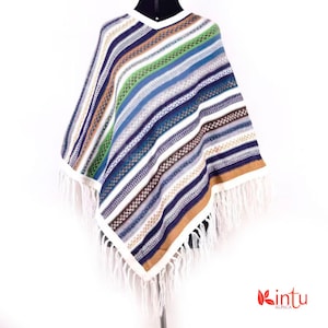 Colorful Handwoven Inca Poncho | Traditional Peruvian Alpaca Wool Cape | Authentic Quechua Women&#39;s Poncho | Unique Boho Fashion | Poncho