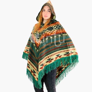 Native alpaca poncho, blue unisex poncho, native poncho, blue indian poncho, american tribal style poncho,american boho poncho,alpaca poncho zdjęcie 7