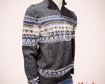 Alpaca Cardigan sweater for men, Men's Wool Sweater, dark gray Sweater,Stylish Handmade Alpaca Sweater for Men,Hand Knitted Alpaca Cardigan