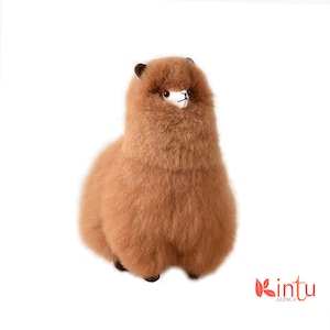 100% Real Alpaca Fur Plush – Handmade Peruvian Alpaca Stuffed Animal, Soft & Cuddly Alpaca Figure, Perfect Gift for All Ages