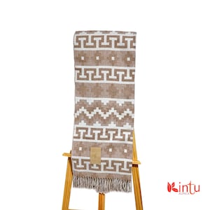 Alpaca Blanket Beige with White,Alpaca Blanket, Handmade Luxury Blanket, Alpaca wool blanket,Indoor Alpaca wool Blanket,Alpaca Andean Design