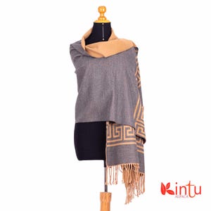 Alpaka Schal, Reversible Alpaka Faser Schal, Alpaka Pashmina, Elegante Herbst Winter Schal Wrap, Alpaka Wolle Schal, Übergroßer Schal